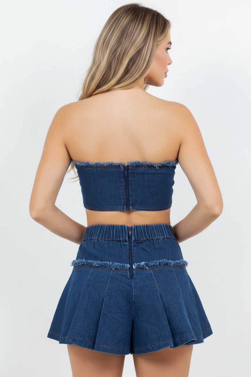 DENIM CROP TOP & MINI SKIRT