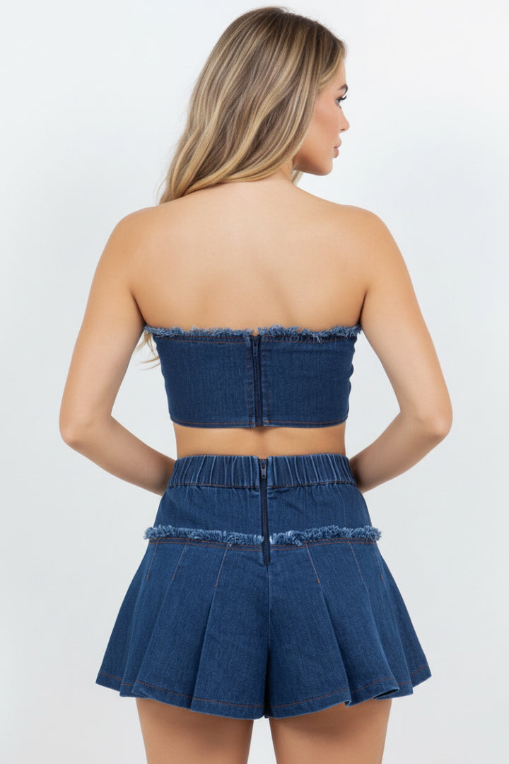 DENIM CROP TOP & MINI SKIRT