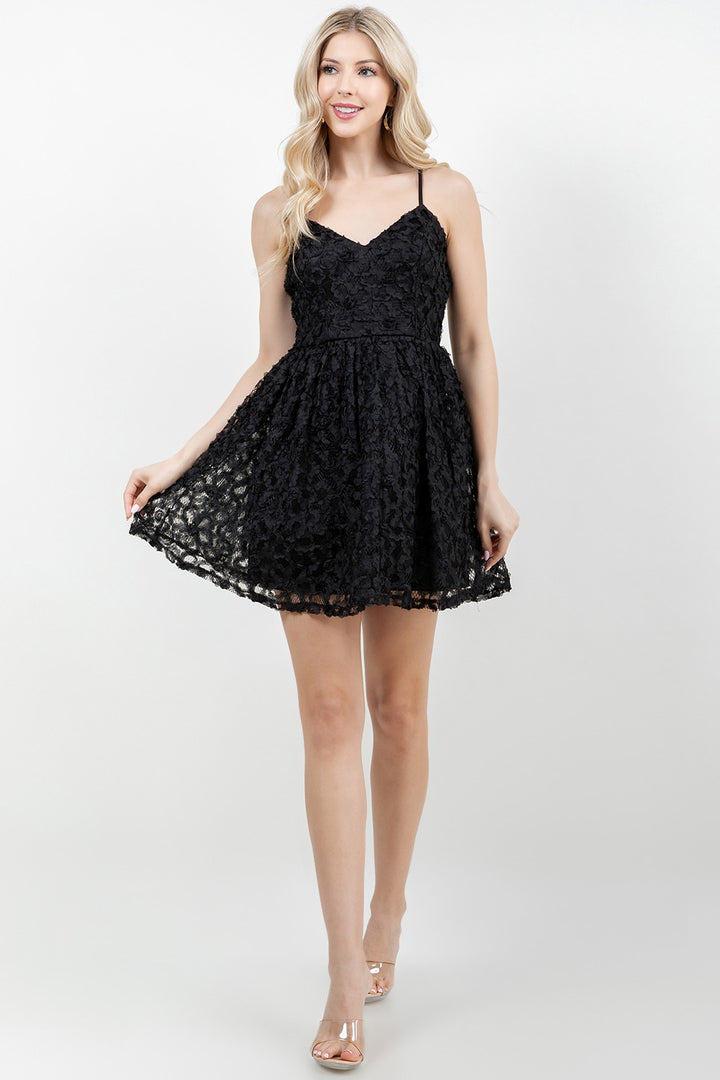 FIT & FLARE EYELET MINI DRESS-SLISD3123