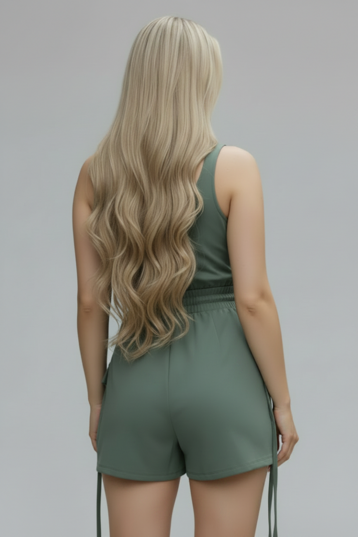 V-NECK FRONT FLIP POCKET CARGO ROMPER ISJ3129-