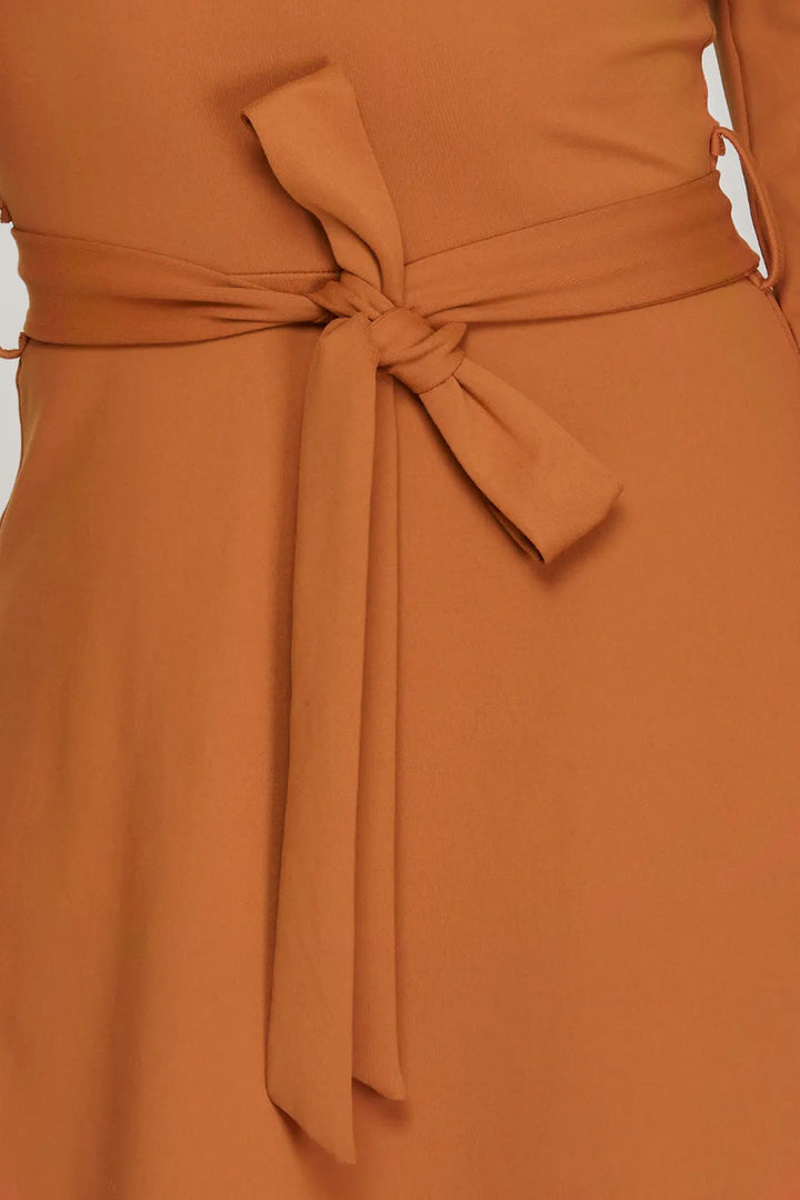 SQUARE NECK STRETCH KNIT AND FLARE W/WAIST SASH MINI DRESS SKSS7911-
