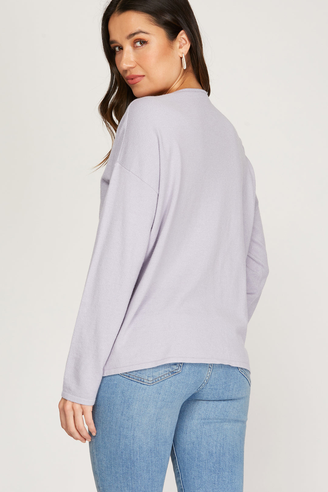 ROSE RUCHED FRONT DRAWSTRING KNIT SWEATER TOP