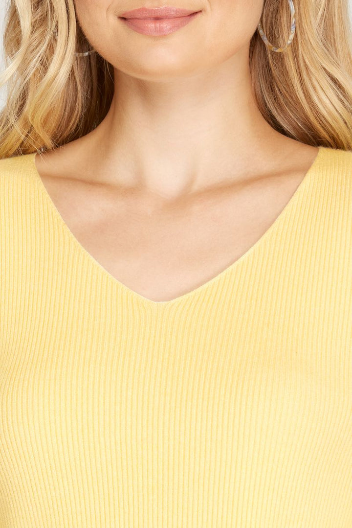 PASTEL YELLOW V-NECK LONG SLEEVES SWEATER TOP SKSS9701
