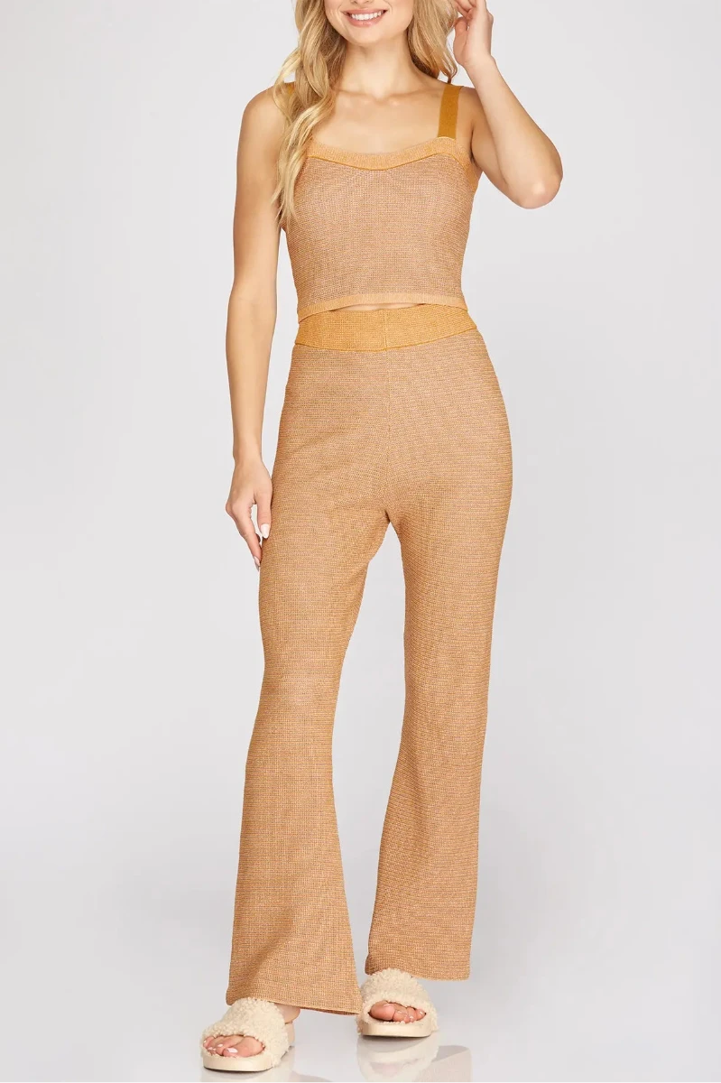 HIGH ELASTIC WAIST LONG SWEATER PANTS