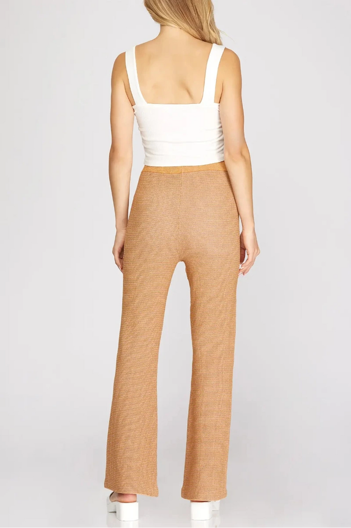HIGH ELASTIC WAIST LONG SWEATER PANTS