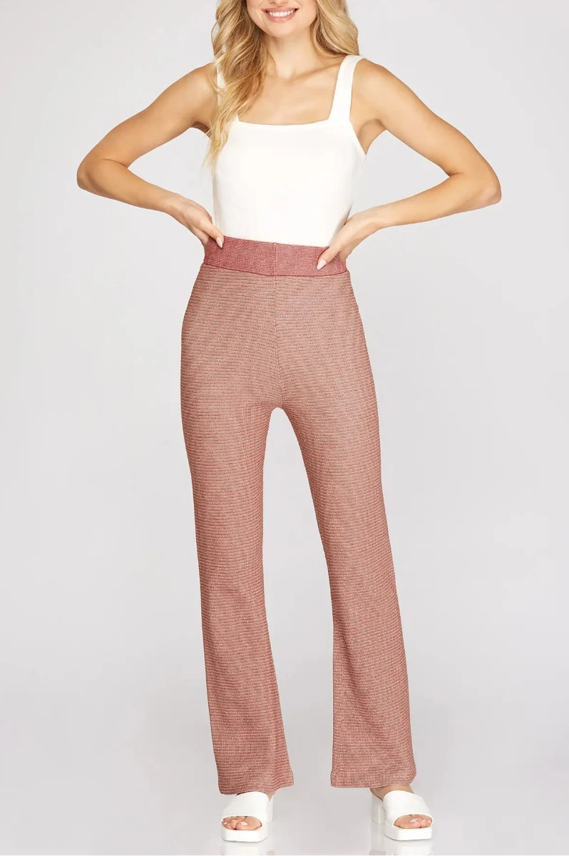 HIGH ELASTIC WAIST LONG SWEATER PANTS