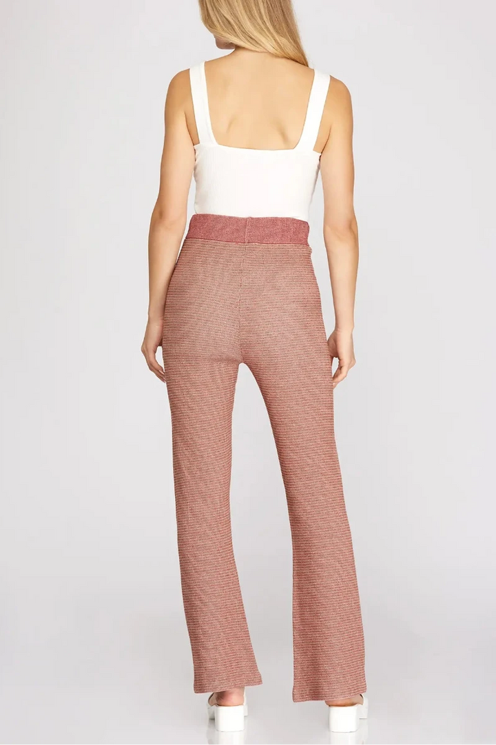 HIGH ELASTIC WAIST LONG SWEATER PANTS