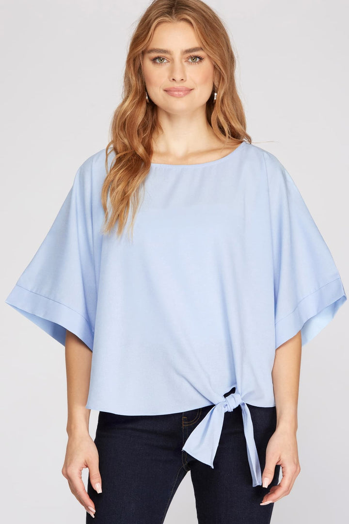 OFF WHITE KIMONO SLEEVES W/ SIDE TIE DETAIL WOVEN TOP SKSY3244