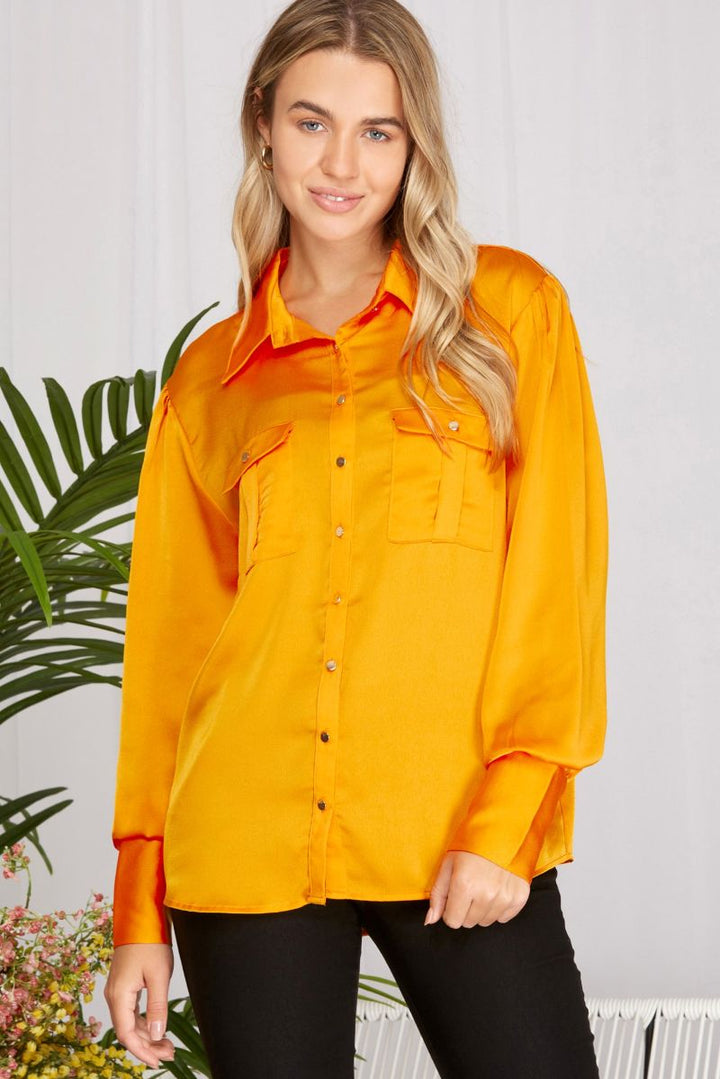 SUN FLOWER BUTTON DOWN LONG SLEEVES SHIRT TOP SKSY3342