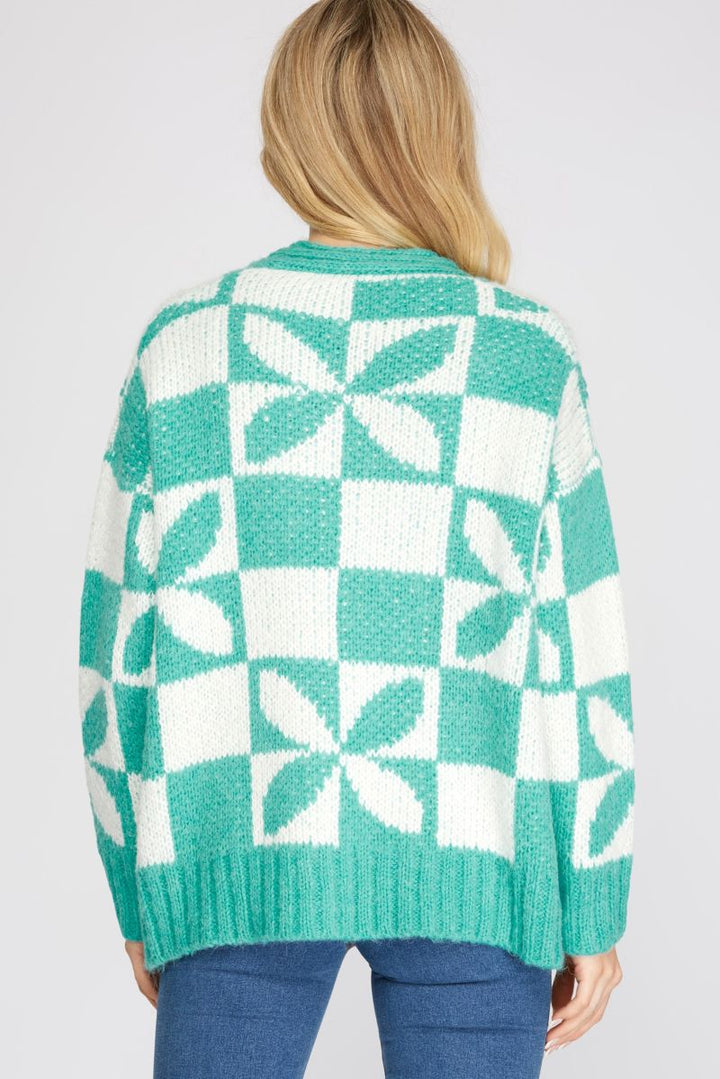 JADE TWO-TONE LONG SLEEVES SWEATER CARDIGAN SKSY3283