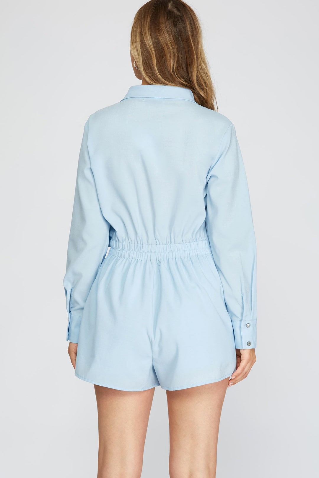 WOVEN SHAWL COLLAR WRAP ROMPER WITH SIDE TIE ROMPER