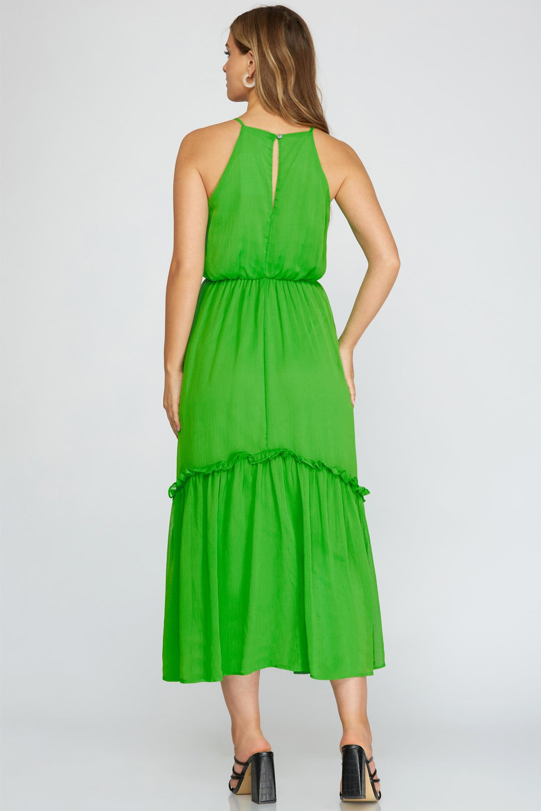 WOVEN CAMI DRESS WITH ELASTIC WAIST