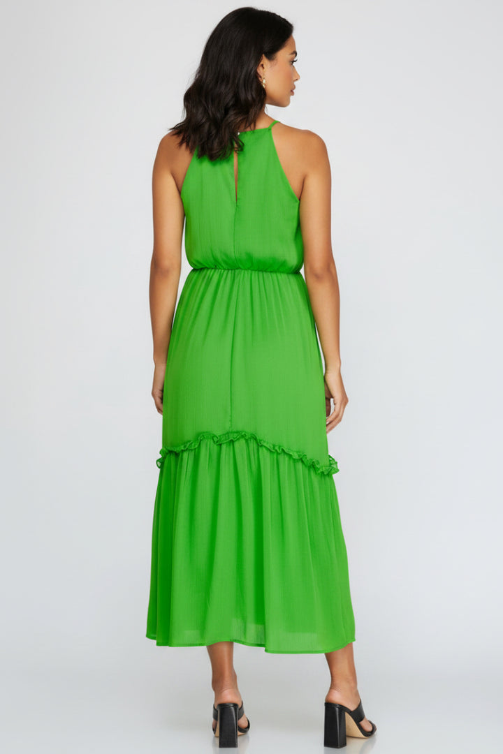 WOVEN CAMI MIDI DRESS WITH ELASTIC WAIST SKSY3486