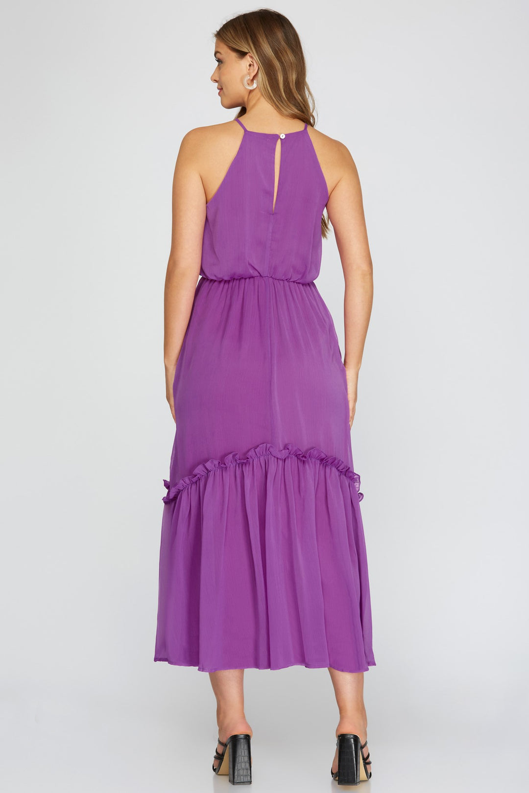 WOVEN CAMI DRESS WITH ELASTIC WAIST