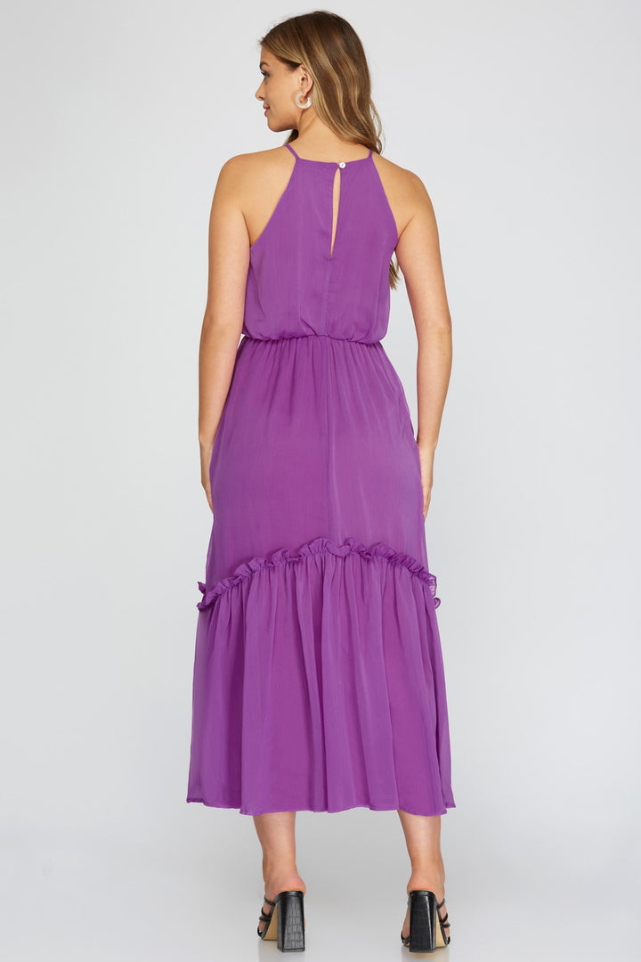 WOVEN CAMI DRESS WITH ELASTIC WAIST