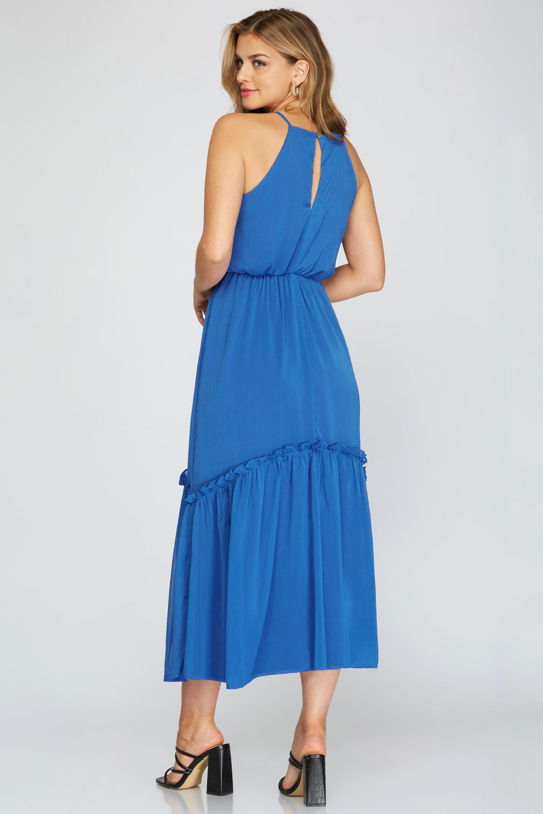 WOVEN CAMI DRESS WITH ELASTIC WAIST