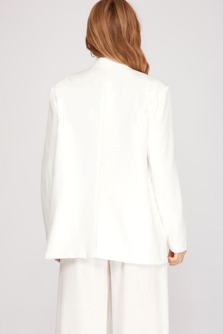 OFF WHITE DOUBLE BREASTED BUTTON LONG SLEEVES BLAZER JACKET