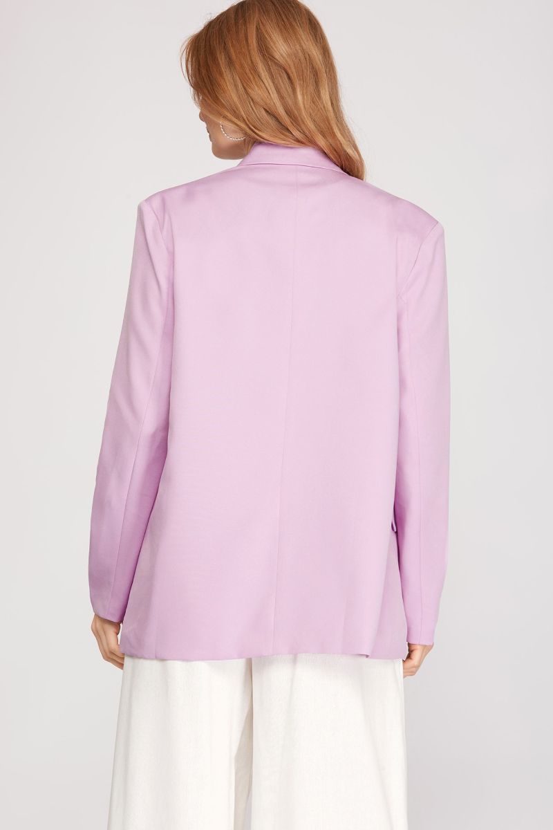 LILAC DOUBLE BREASTED BUTTON LONG SLEEVES BLAZER JACKET