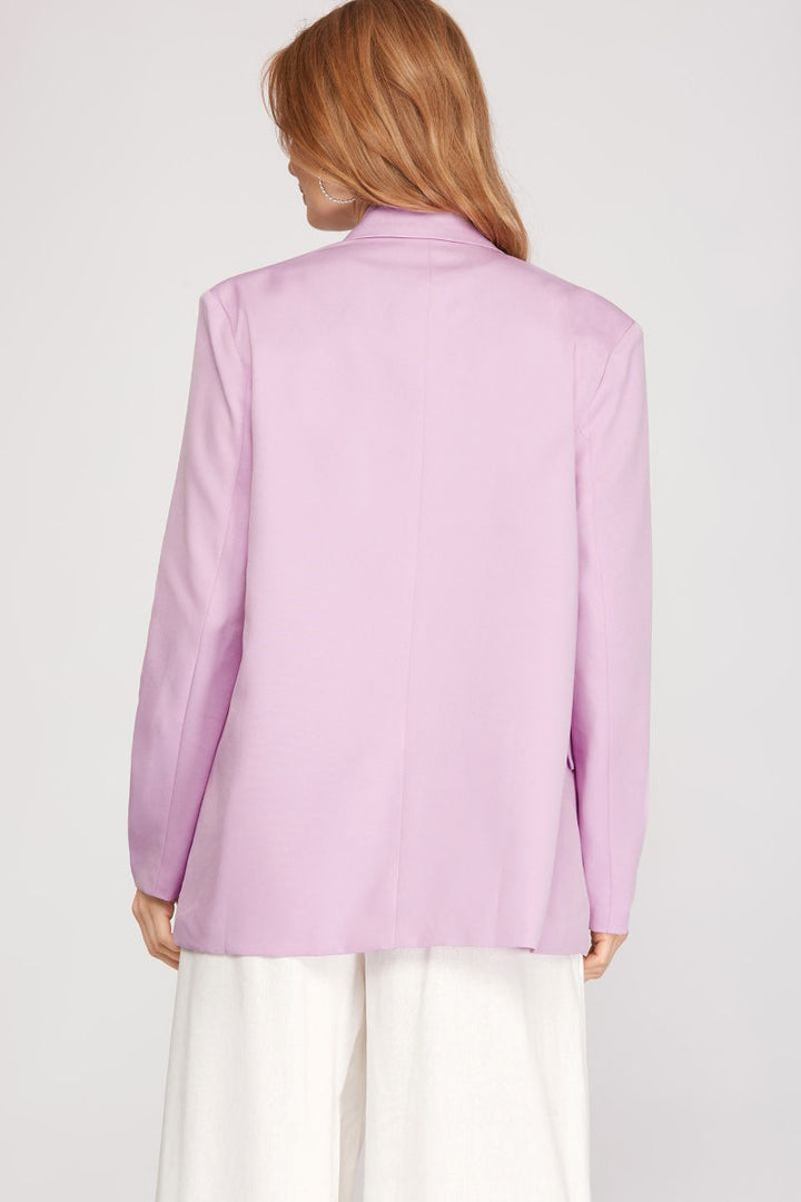 LILAC DOUBLE BREASTED BUTTON LONG SLEEVES BLAZER JACKET