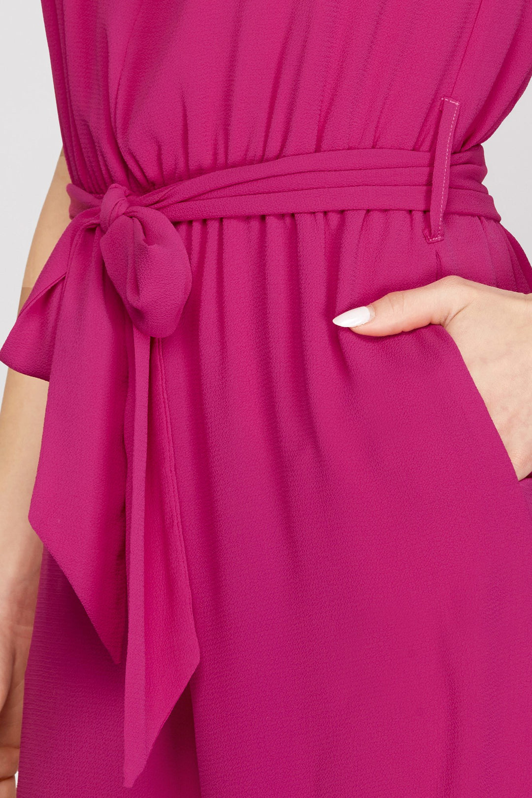 HALTER NECK WITH WAIST SASH WOVEN JUMPSUIT