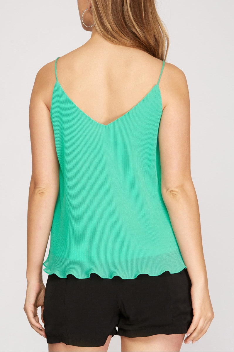 PLEATED WOVEN CAMI TOP