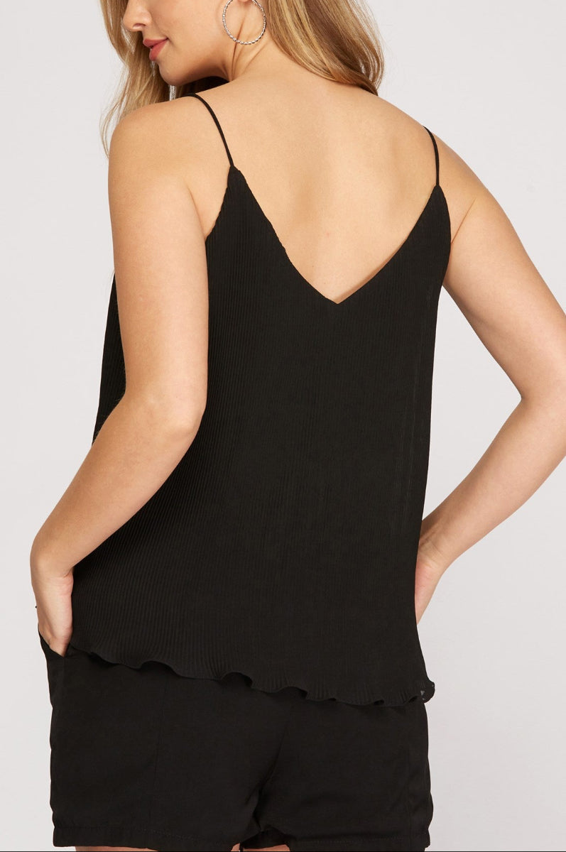 PLEATED WOVEN CAMI TOP