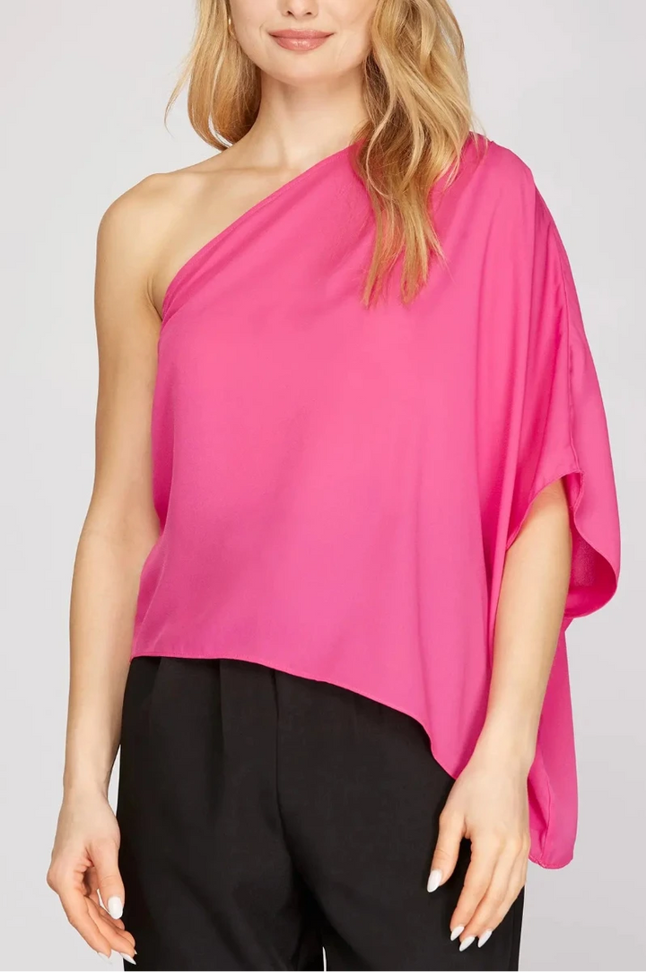 APPLE GREEN ONE SHOULDER WITH PLEATS TOP