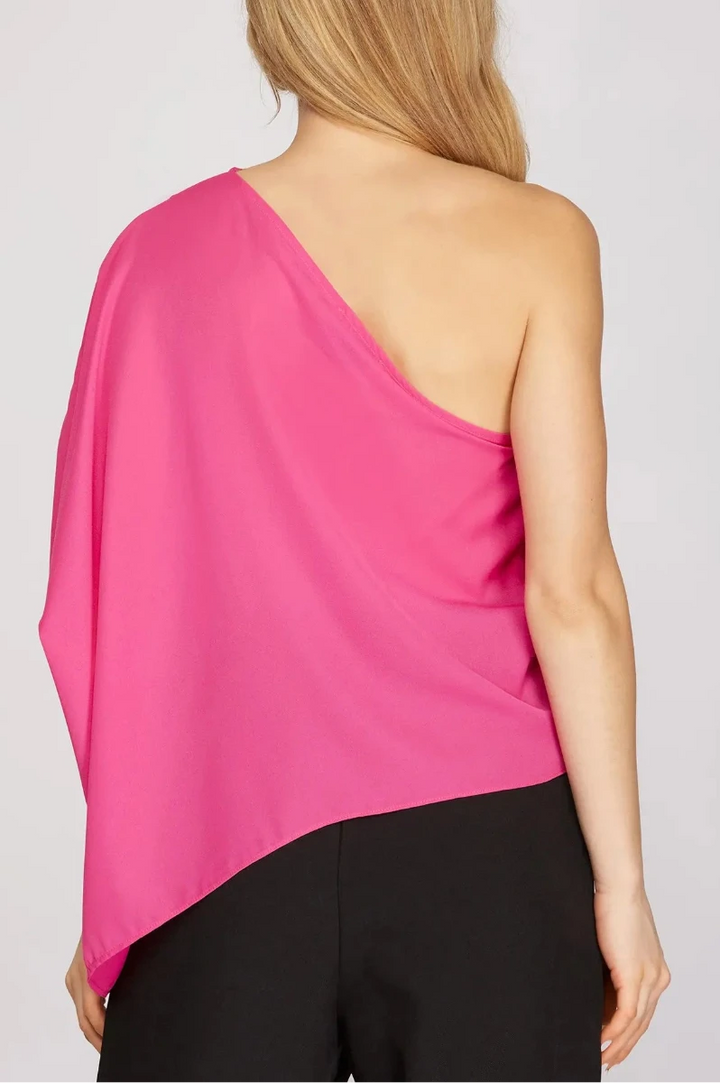 APPLE GREEN ONE SHOULDER WITH PLEATS TOP