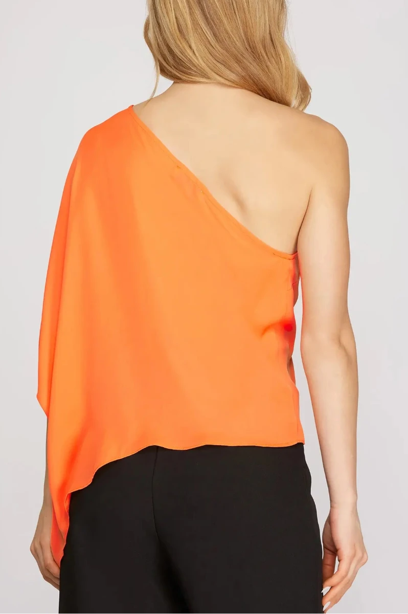 APPLE GREEN ONE SHOULDER WITH PLEATS TOP