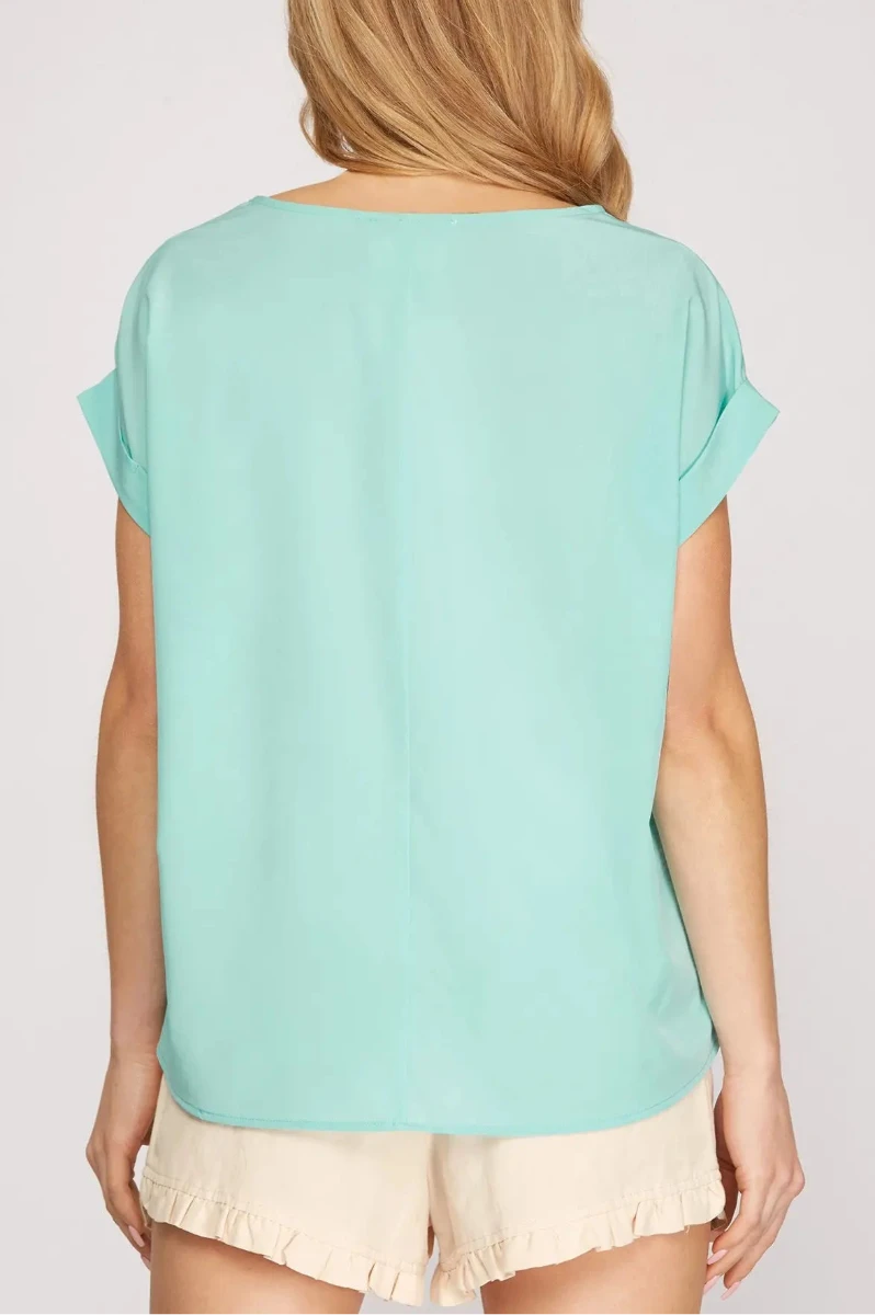 RED DROP SHOULDER BOAT NECK WOVEN TOP