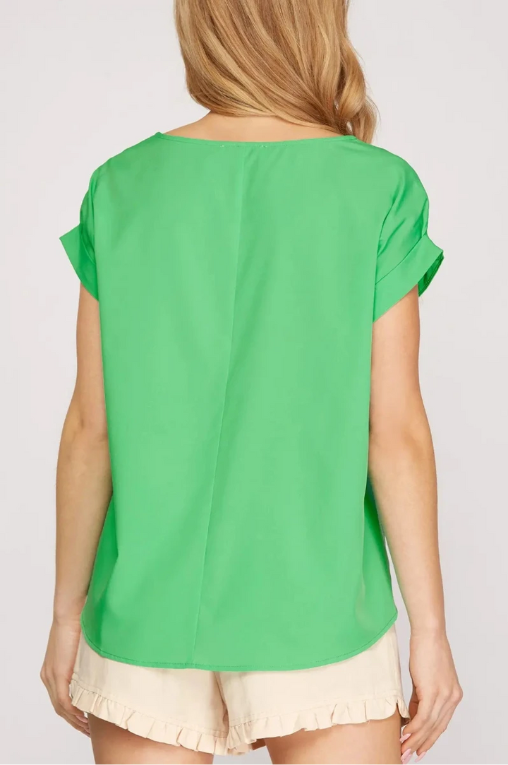RED DROP SHOULDER BOAT NECK WOVEN TOP