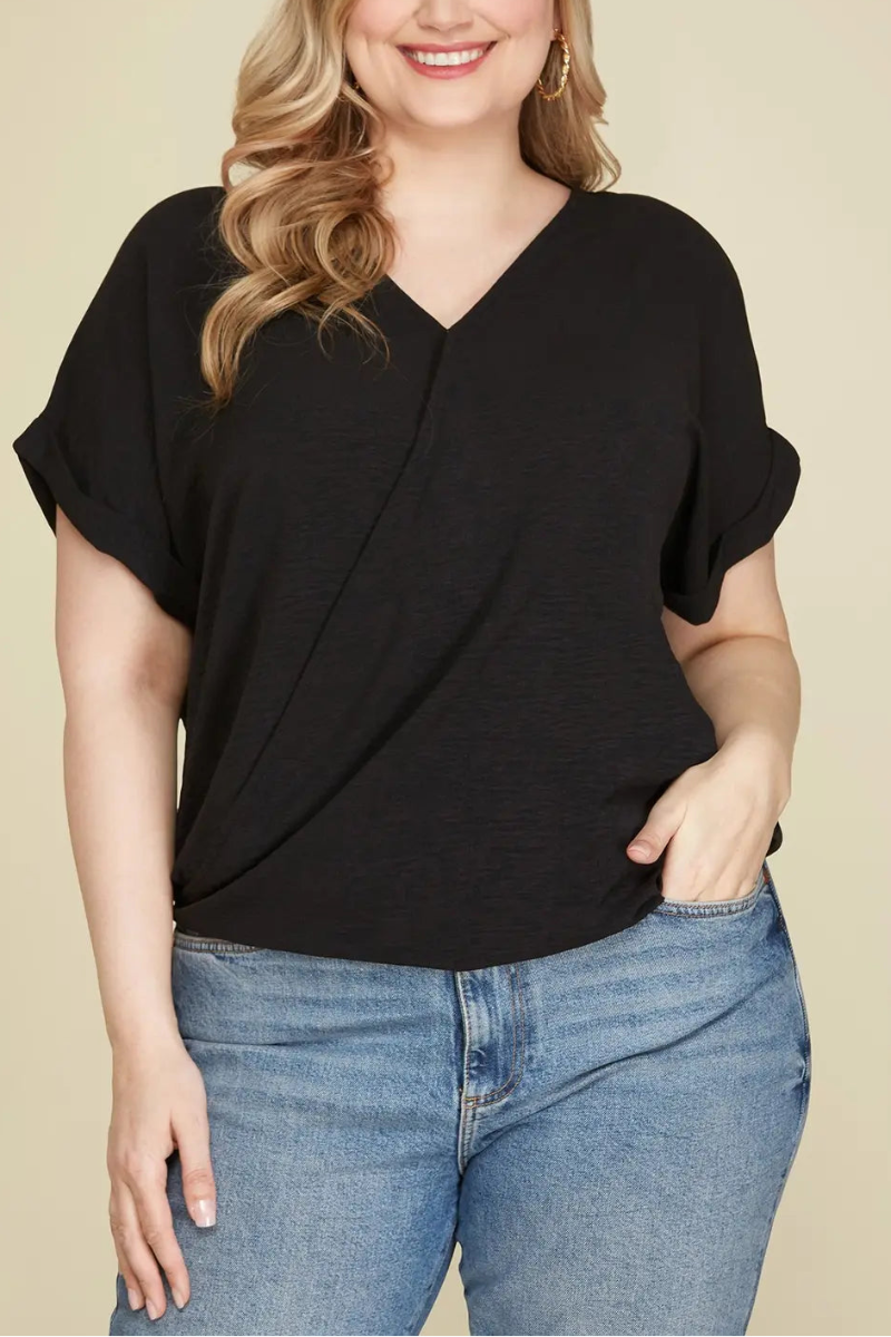 CORAL SURPLICE DROP SHOULDER BACK STRAP PLUS SIZE TOP SKPSY4445