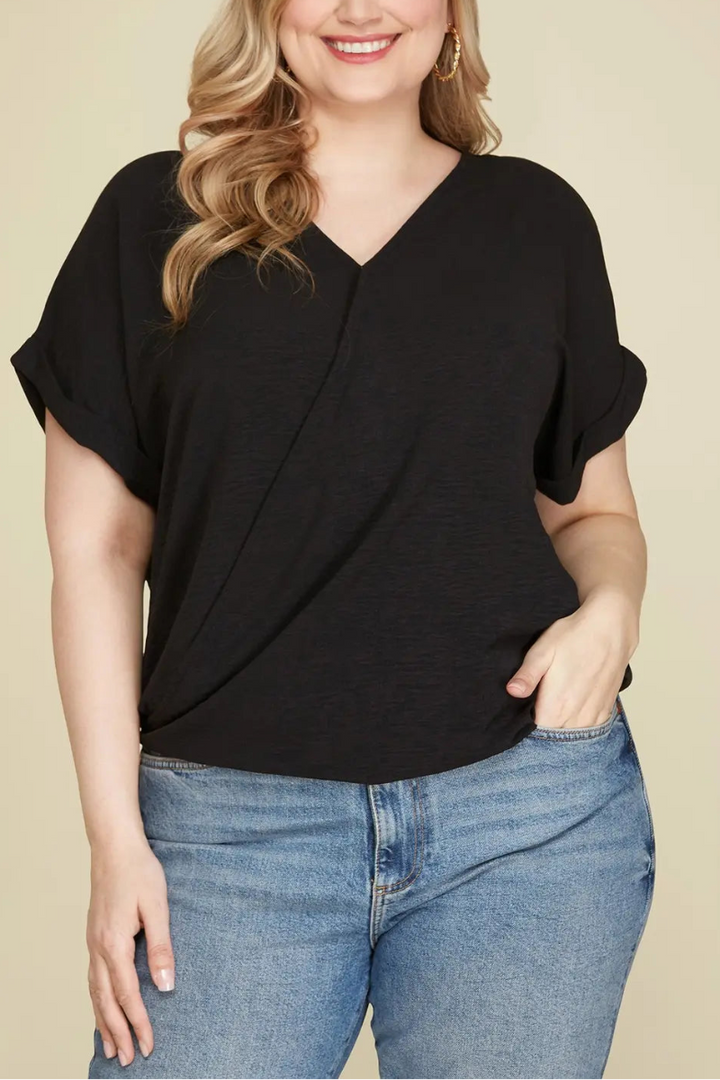 CORAL SURPLICE DROP SHOULDER BACK STRAP PLUS SIZE TOP SKPSY4445