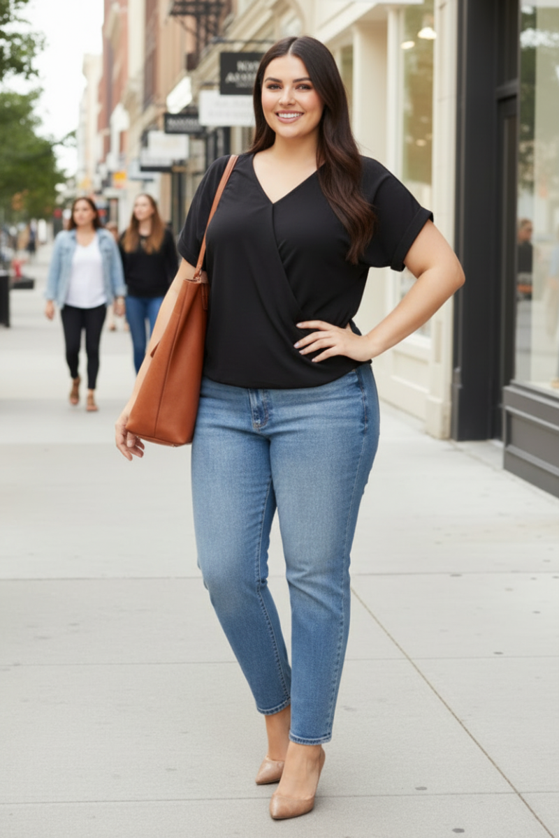 CORAL SURPLICE DROP SHOULDER BACK STRAP PLUS SIZE TOP SKPSY4445