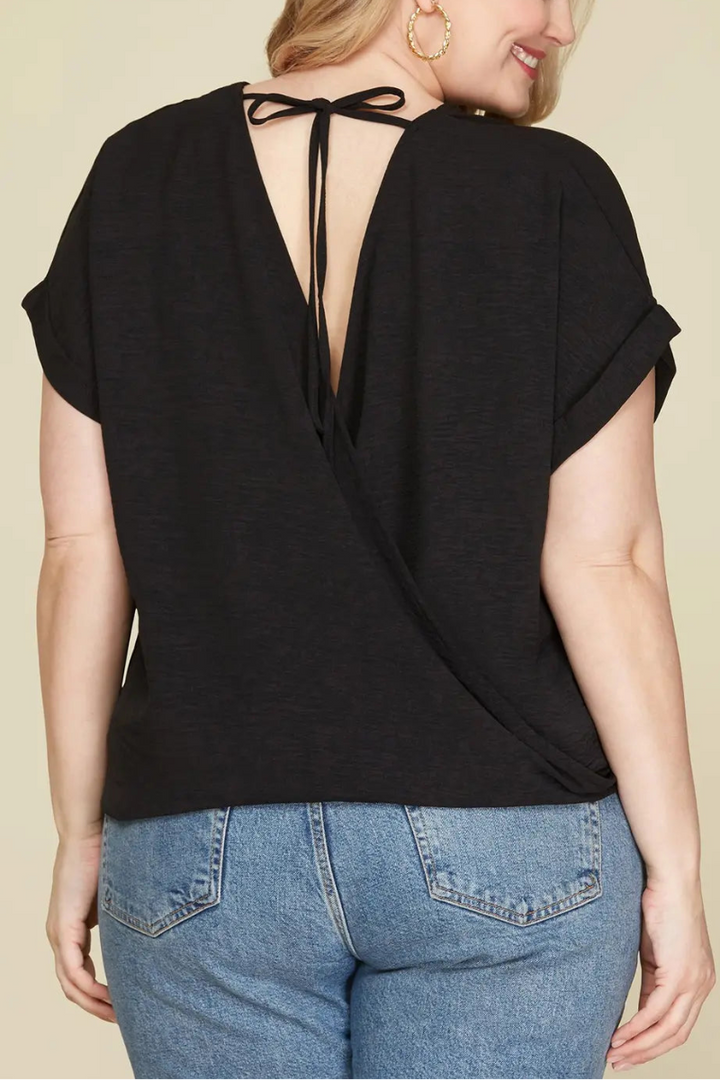 CORAL SURPLICE DROP SHOULDER BACK STRAP PLUS SIZE TOP SKPSY4445