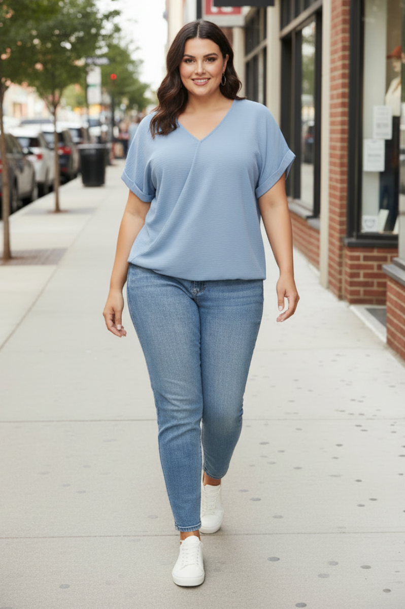 CORAL SURPLICE DROP SHOULDER BACK STRAP PLUS SIZE TOP SKPSY4445