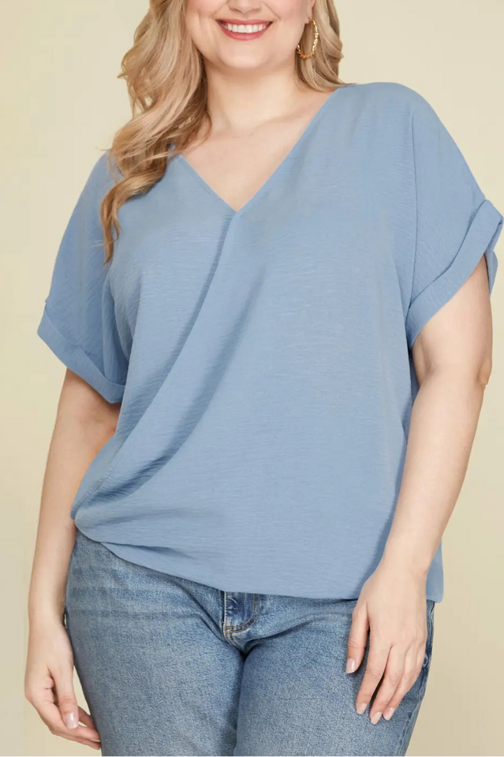 CORAL SURPLICE DROP SHOULDER BACK STRAP PLUS SIZE TOP SKPSY4445