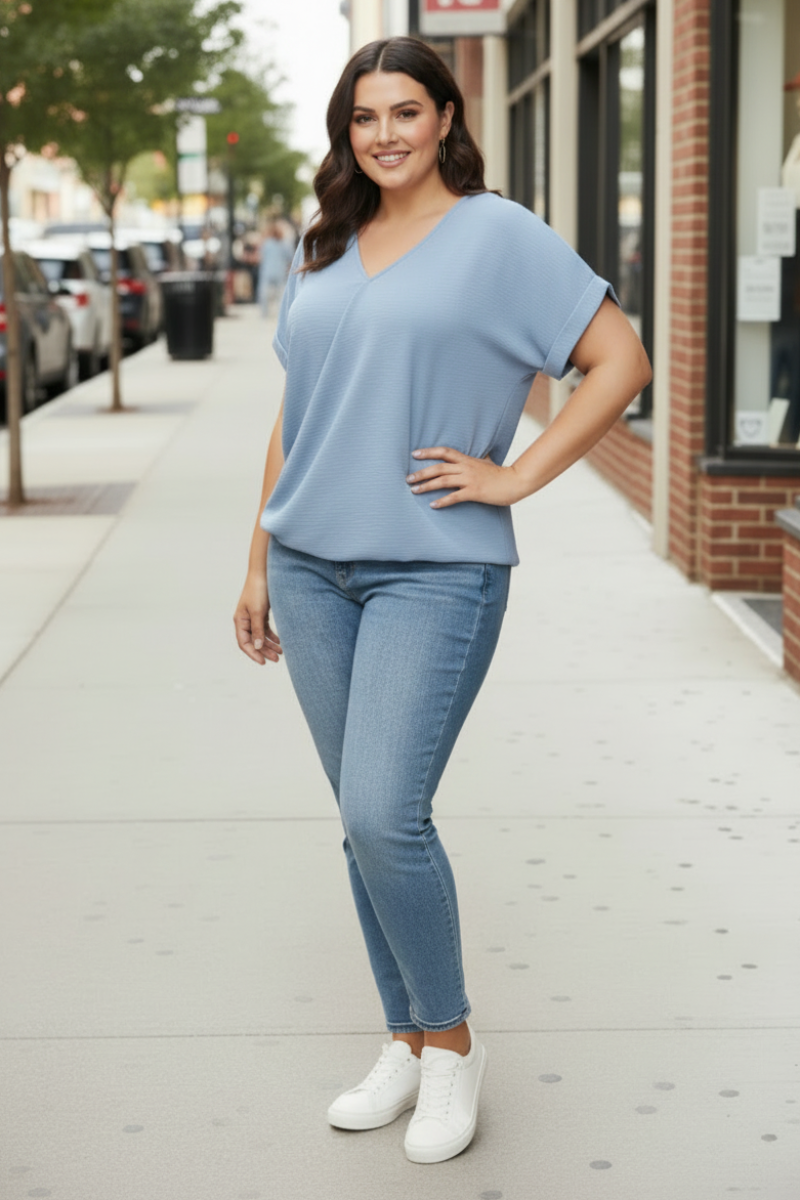 CORAL SURPLICE DROP SHOULDER BACK STRAP PLUS SIZE TOP SKPSY4445