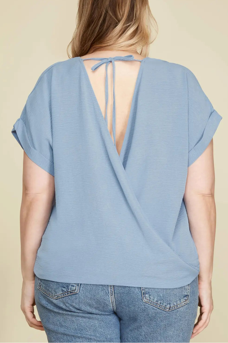 CORAL SURPLICE DROP SHOULDER BACK STRAP PLUS SIZE TOP SKPSY4445