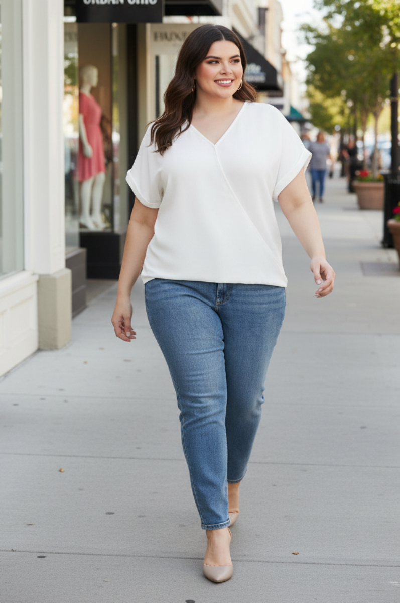 CORAL SURPLICE DROP SHOULDER BACK STRAP PLUS SIZE TOP SKPSY4445