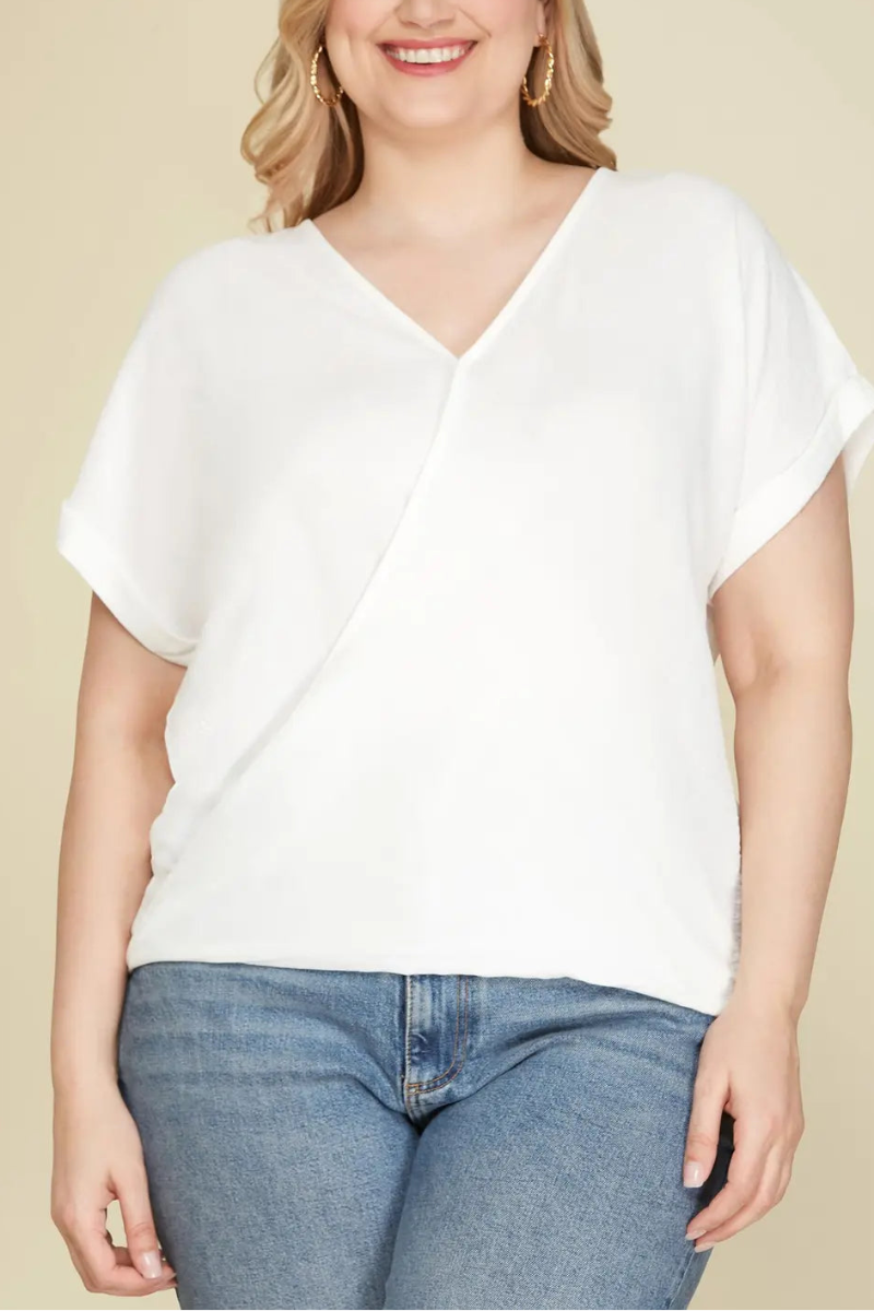 CORAL SURPLICE DROP SHOULDER BACK STRAP PLUS SIZE TOP SKPSY4445