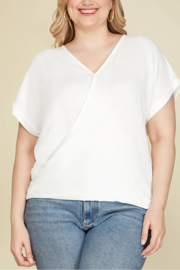 CORAL SURPLICE DROP SHOULDER BACK STRAP PLUS SIZE TOP SKPSY4445