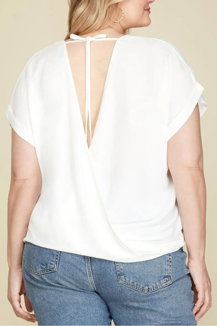 CORAL SURPLICE DROP SHOULDER BACK STRAP PLUS SIZE TOP SKPSY4445
