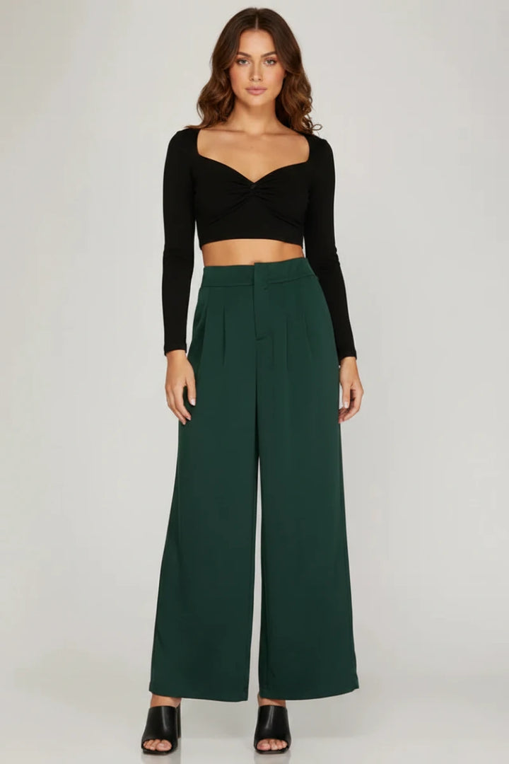 PLEATED LONG SATIN PANTS SKSY5195
