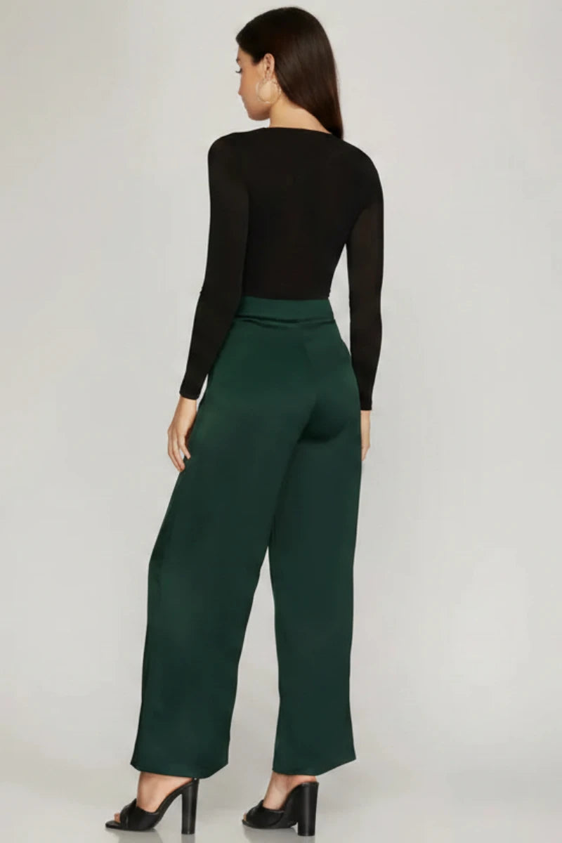 PLEATED LONG SATIN PANTS SKSY5195