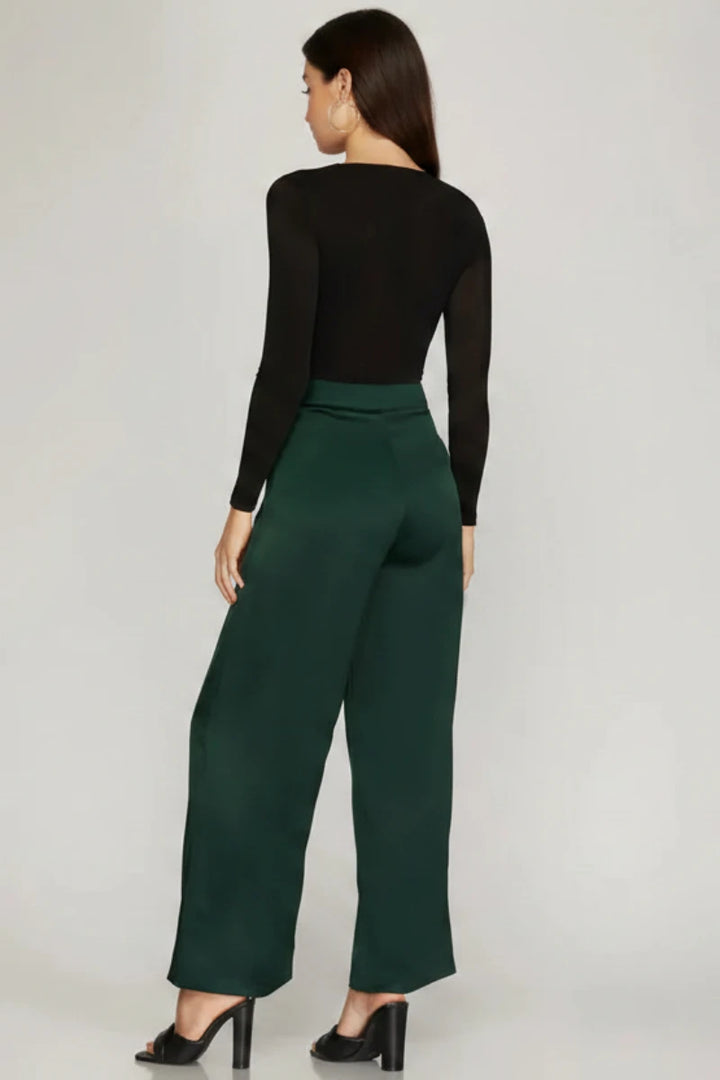 PLEATED LONG SATIN PANTS SKSY5195
