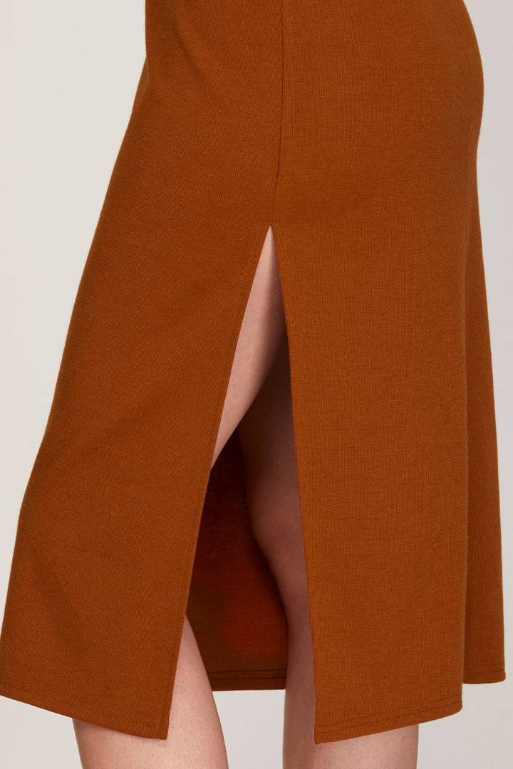SLEEVELESS MOCK NECK KNIT MIDI DRESS WITH SIDE SLIT-SKSY5140