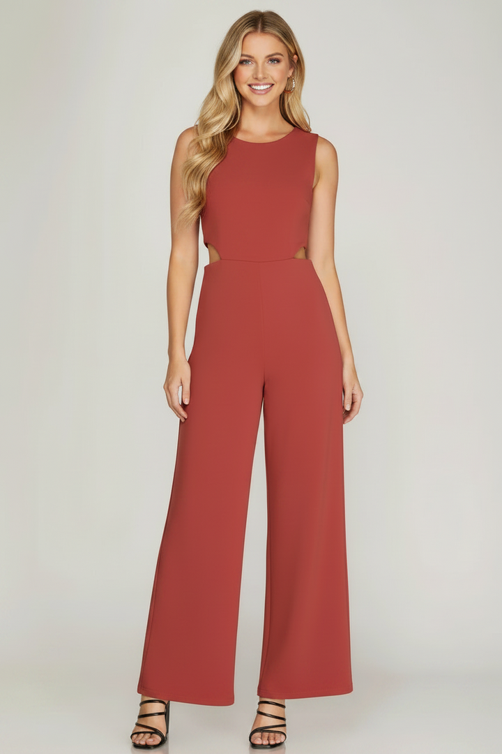SLEEVELESS JUMPSUIT FEATURING CHEEKY SIDE CUTOUTS  SKSY5212