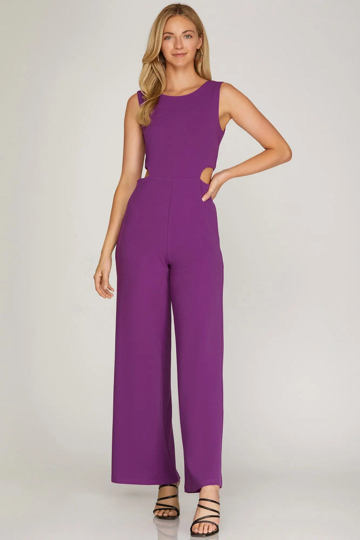 SLEEVELESS JUMPSUIT FEATURING CHEEKY SIDE CUTOUTS  SKSY5212