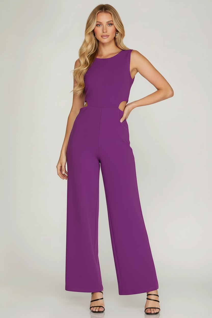 SLEEVELESS JUMPSUIT FEATURING CHEEKY SIDE CUTOUTS  SKSY5212
